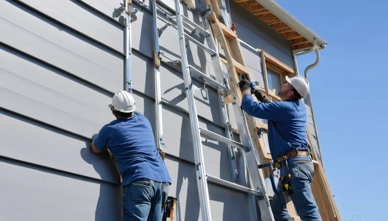 A local provider installing new vinyl siding on a frame house in the Raymore area