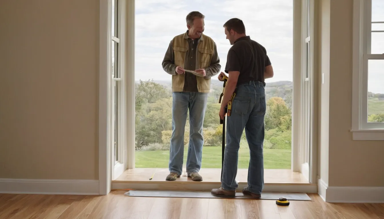 A local provider and a homeowner checking a new window in a house near Raymore